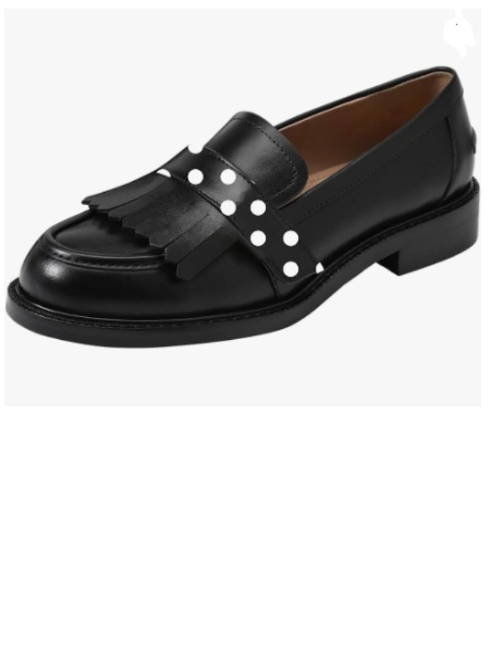 FOWT Black Polka Dots Round Toe Platform Penny Loafers Slip on Tassel Pumps